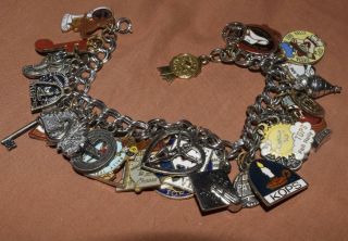 Vintage Charm Bracelet - Loaded.  Tops/kops Charms.  Keep/take Off Pounds Sensibly