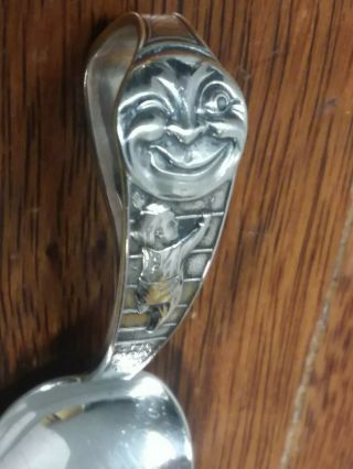 Rare Vintage Webster Sterling Silver Curve Handle Baby Spoon MAN IN THE MOON 6