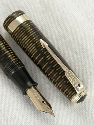 Vintage 1946 Golden Brown Striped Parker Vacumatic Major Fountain Pen Restored