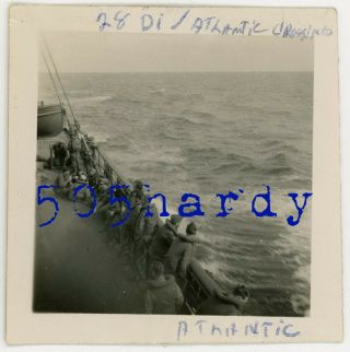 Wwii Us Gi Photo - 28th Infantry Division Gis On Ship During Atlantic Cross 3