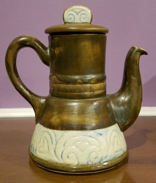 Hb Quimper France Vintage Coffee/tea Pot 1942 - 68 Very Rare Glaze 7 1/2 " H 333