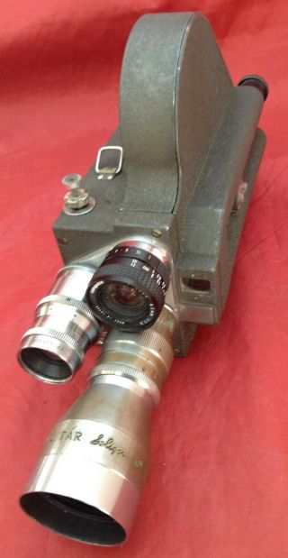 Vintage 16 Pathe 16mm Film Cine Movie Camera with 3 Lenses (NR) 6