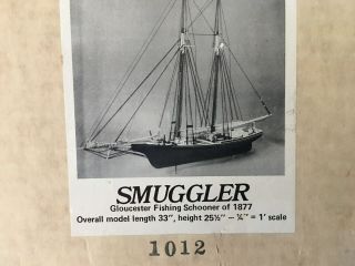 Vintage 1976 Bluejacklet " Smuggler " Wooden Ship Model " Unbuilt Complete "
