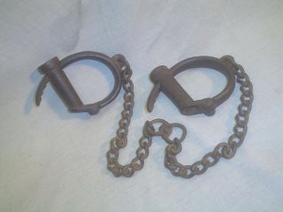 Vtg.  Antique Screw Key Handcuffs