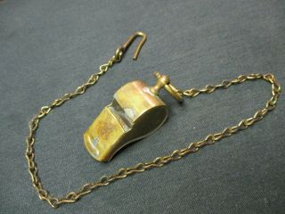Vintage Brass Military Whistle & Chain/marked;military Made In U.  S.  A.  /works Wel