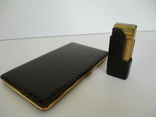 Vintage Dunhill Rollagas Lighter,  Holding Pouch & Cigarette Case