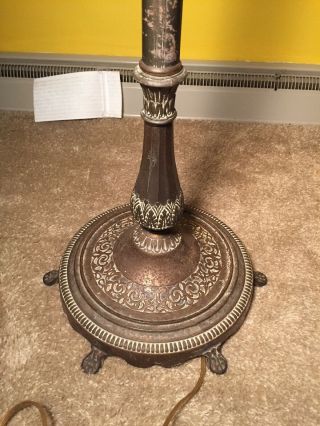 Antique Vintage Art Nouveau 4 Light Torchiere Floor Lamp Carved Solid Brass Base