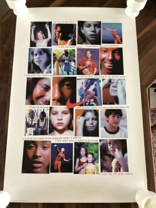 Large Vintage Nike If You Let Me Play Sports Poster 1996 Nos -