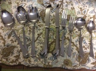 Service For 8 Rogers Stanley Roberts Stainless Jefferson Manor Flatware Vintage