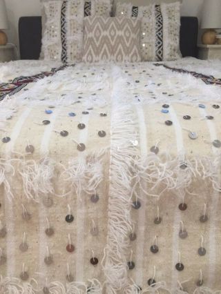 Gorgeous Vintage Handmade Moroccan Wedding Blanket Plus Two Pillow Covers