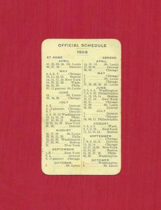 Vintage & Rare 1908 Cleveland Naps Indians Home & Away Schedule