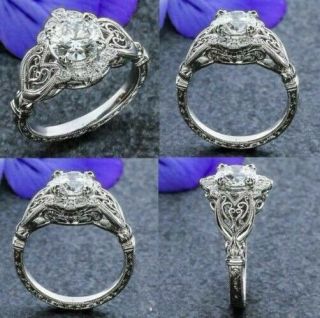 1.  80ct Art Deco Near White Moissanite Vintage Engagement Ring In 14k Gold Finish