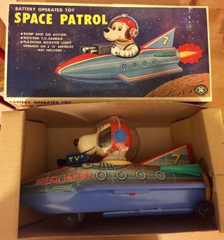 Rare 1960 Robot Tin Space Snoopy Patrol Battery Operated Antique Boxed Toy