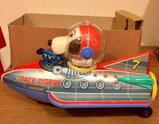 Rare 1960 Robot Tin Space Snoopy Patrol Battery Operated Antique Boxed Toy 7