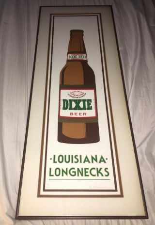 Vintage Dixie Beer Louisiana Longnecks Bottle Framed Print Signed