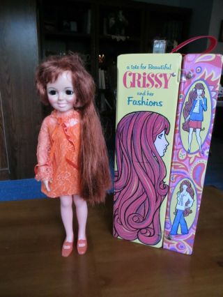 vintage 1969 Crissy doll with case,  shoes,  6 outfits and a winter hooded cape 2