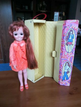 vintage 1969 Crissy doll with case,  shoes,  6 outfits and a winter hooded cape 3