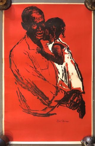Rare Vintage 60’s Earl Newman Man And Child Poster 34x22