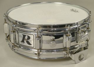 Vintage Rogers 5”x14” Big R Dynasonic Snare Drum 10 Lug Cob Chrome Over Brass