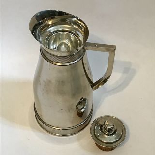 Vintage Silver Plate Thermos Carafe Pitcher Antique Patent 1908 Cork Stopper