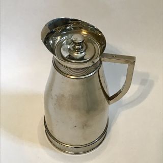 Vintage Silver Plate Thermos Carafe Pitcher Antique Patent 1908 Cork Stopper 2