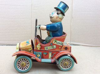 Vtg Japan Wind Up Tin Litho Toy Grandpa’s Car,  Yonezawa Antique Japanese Toy