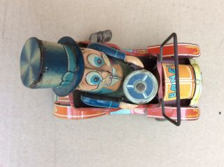 Vtg Japan Wind Up Tin Litho Toy Grandpa’s Car,  Yonezawa Antique Japanese Toy 7