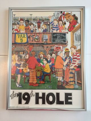 John Holladay Framed 16x12” Print Poster The 19 th Hole Bar Pub Vintage 80 - 90 2
