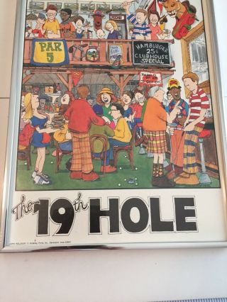 John Holladay Framed 16x12” Print Poster The 19 th Hole Bar Pub Vintage 80 - 90 4