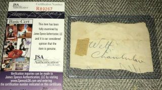 Wilt Chamberlain Signed Vintage Cut Signature Jsa Authentic