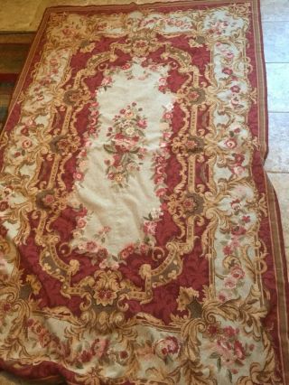 Vintage Needlepoint Floral Hand - Woven Aubusson French Style Rug