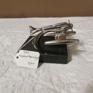 Vintage Sea Plane Chrome Paperweight Aviation Display 1 Of A Kind Rare