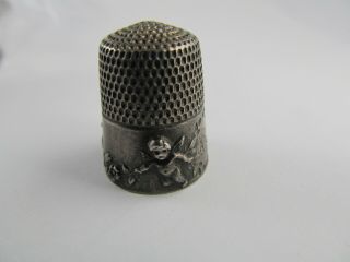 Simons Bros Cupid Thimble 1905 Sterling Silver Size 9 V Good Cond