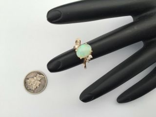 Vintage Designer Romanza 14k Yellow Gold Opal And Diamonds Ring Size 8,  2.  4 Gr.
