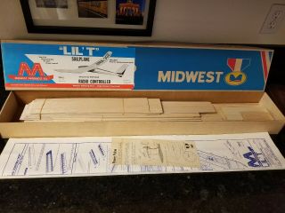 Vintage Midwest Bob Hahn " Lil T " Sailplane Glider Wooden Rc Plane Model Kit