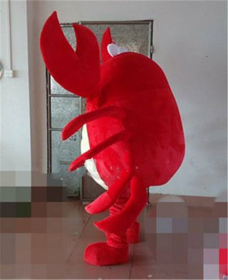 2unisex Red Crab Mascot Costume Suit Cosplay Game Dress Outfit Halloween Adult