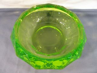 Vintage Green Vaseline Glass Covered Candy Dish 3