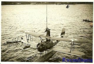 Org.  Photo: Us Navy N3n - 3 Reconnaissance Floatplane Recovered In Harbor (1)