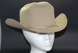 Vintage Bandera Western Hats Sz 7 1/4 100 Felt Pale Gray Cowboy Hat W/feathers