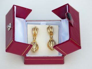 Womens 750 18k Yellow Gold Fruit Seed Dangle Earrings 4.  3 Grams Vintage Rare