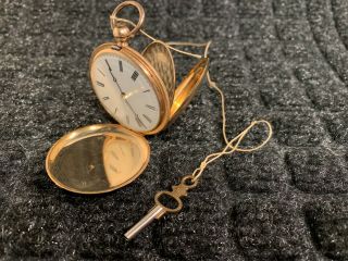 Antique Yellow Gold Hunter Case Key Wind Pocket Watch - Low Usa