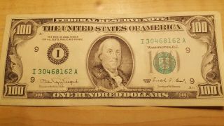 1990 (I) $100 One Hundred Dollar Bill Federal Reserve Note Minneapolis Vintage 2