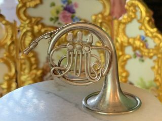 Artisan Miniature Dollhouse Vintage Sterling Silver Antique French Horn Rare