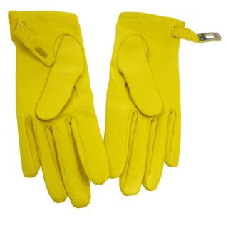 Hermes Kelly Gloves Yellow Lambskin Leather 6 1/2 Authentic Vintage Ak35572a