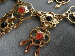 Vintage NOS rare massive designer statement necklace earring brooch set D46 5