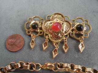 Vintage NOS rare massive designer statement necklace earring brooch set D46 6