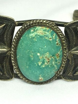 Vintage Sterling Silver Turquoise Signed Cuff Bracelet 2
