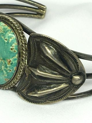 Vintage Sterling Silver Turquoise Signed Cuff Bracelet 3