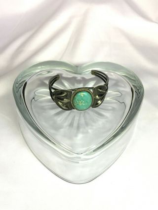 Vintage Sterling Silver Turquoise Signed Cuff Bracelet 8