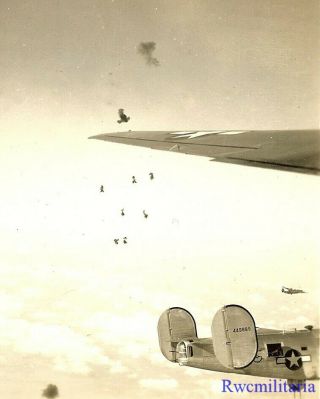 Org.  Photo: Aerial View B - 24 Bombers (44 - 49889) Flying Through German Aa Flak